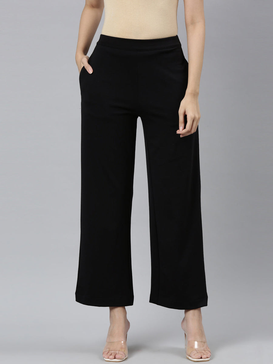 Women Solid Black Stretch Ponte Pants – Cherrypick