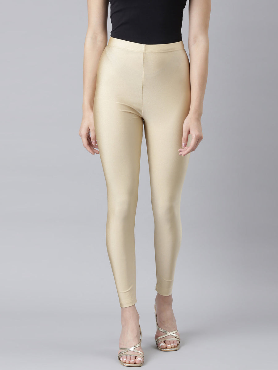 Dark Cream Nylon Stretch Shimmer Leggings – Cherrypick