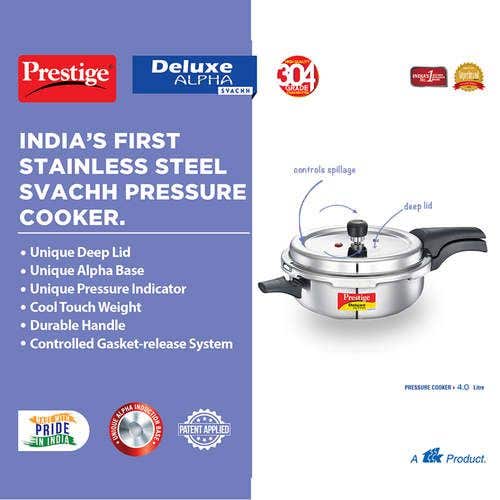 Prestige stainless steel pressure best sale pan cooker