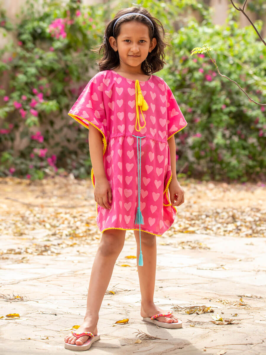 Carol Organic Cotton Block Printed Kaftan For Kids