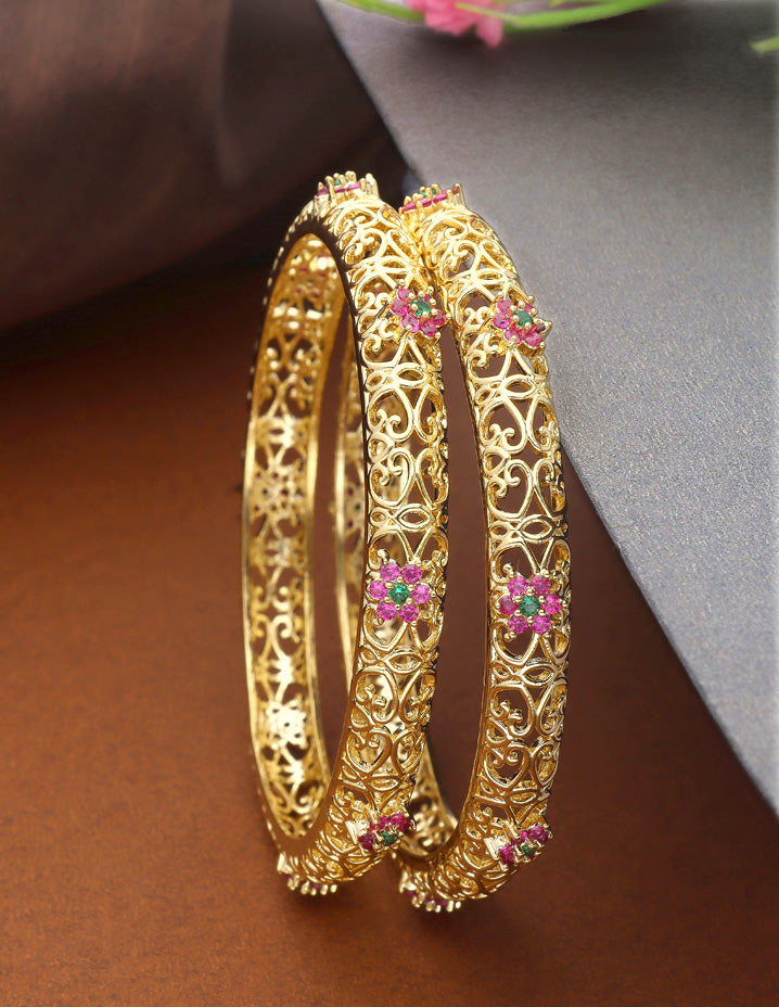 Designer Zircon Gold Plated Bangles ZBGL10949