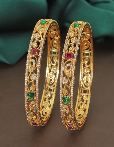 Designer Zirconia Gold Plated Bangles