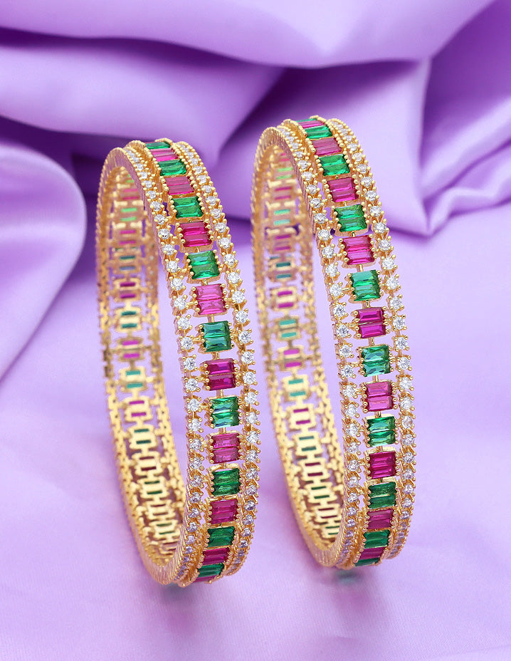 Designer Zirconia Ruby & Emerald Bangles ZBGL11118