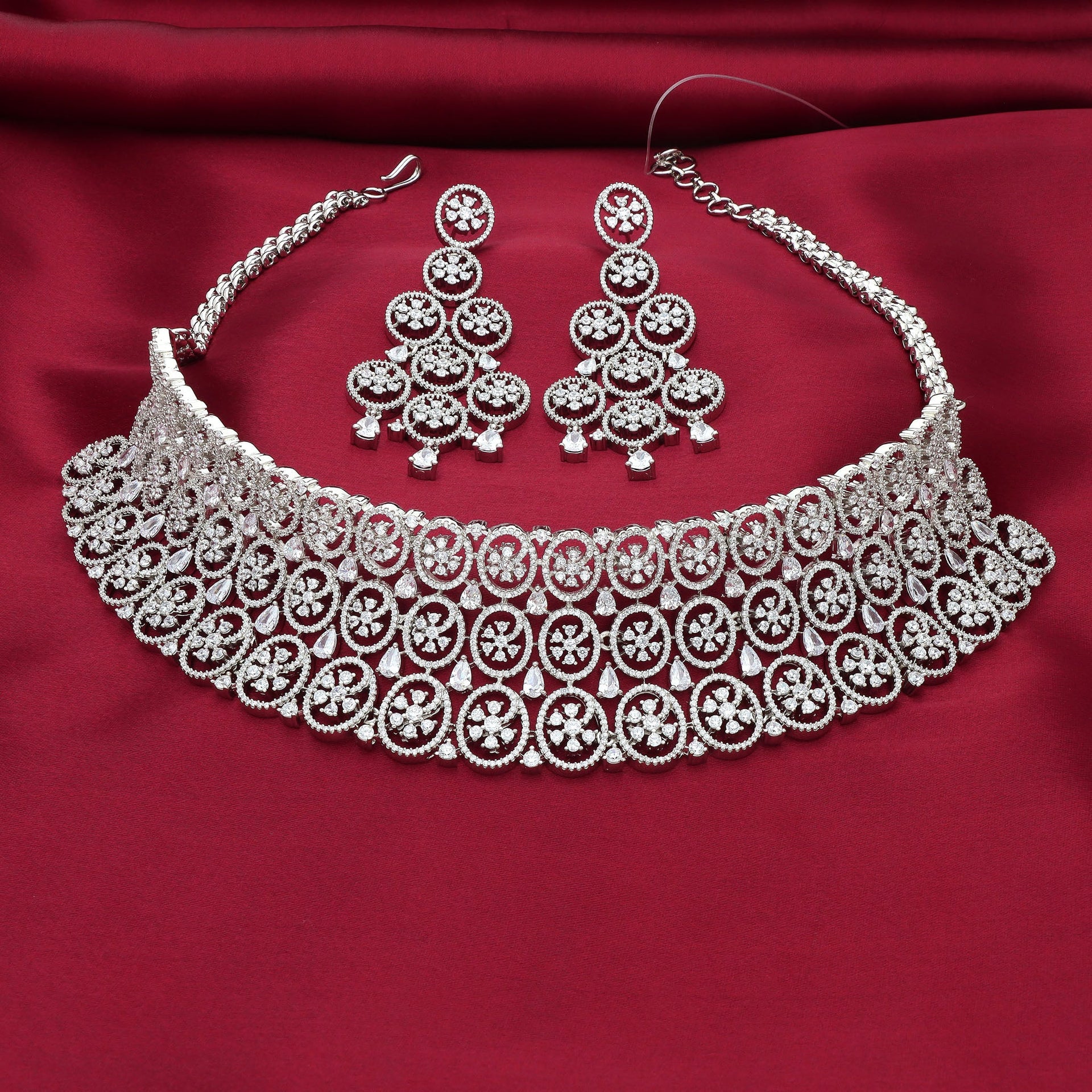 Zirconia Rhodhium Choker Set