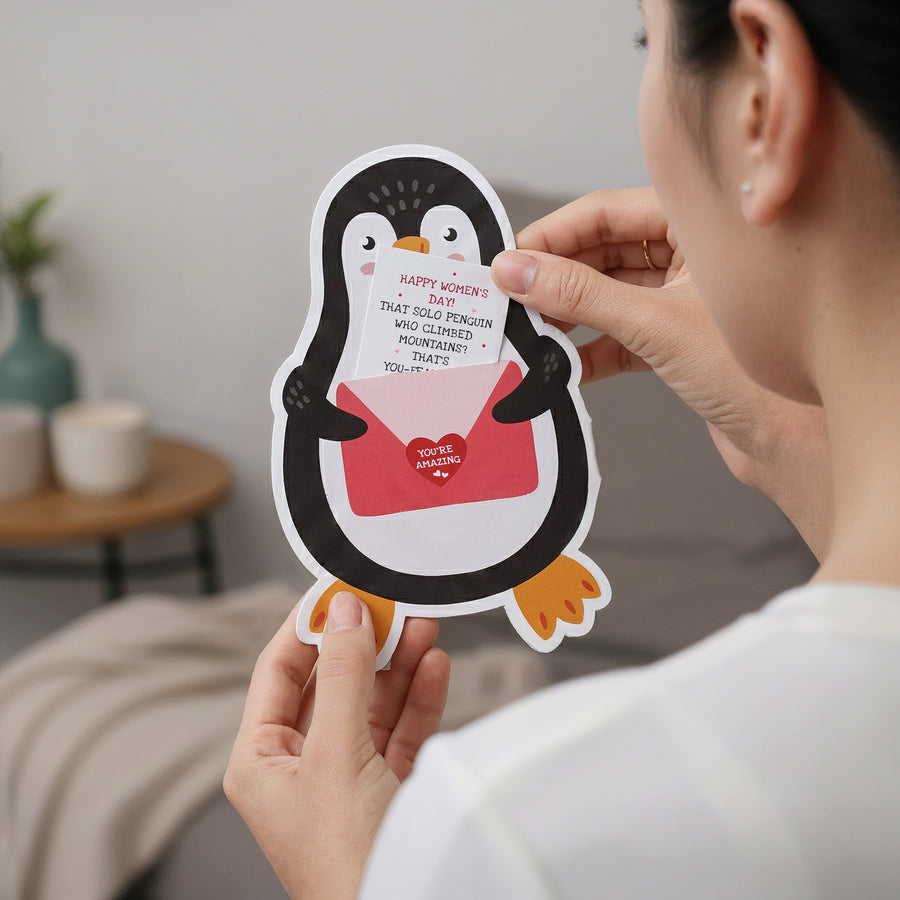 Penguin Card with Hidden Message - Set of 2