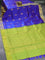 10 yards silk cotton saree blue and light green with zari woven buttas and zari woven border without blouse