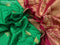 10 yards silk saree green and maroon with annam & paisley zari woven buttas and zari woven border without blouse