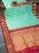 10 yards silk saree teal green and maroon with annam & paisley zari woven buttas and zari woven border without blouse