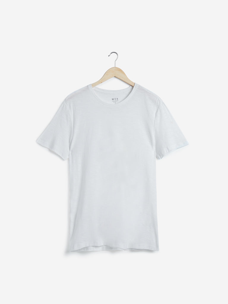 WES Casuals White Slim Fit Pure Cotton T-Shirt – Cherrypick