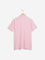 WES Casuals Light Pink Slim-Fit Polo T-Shirt