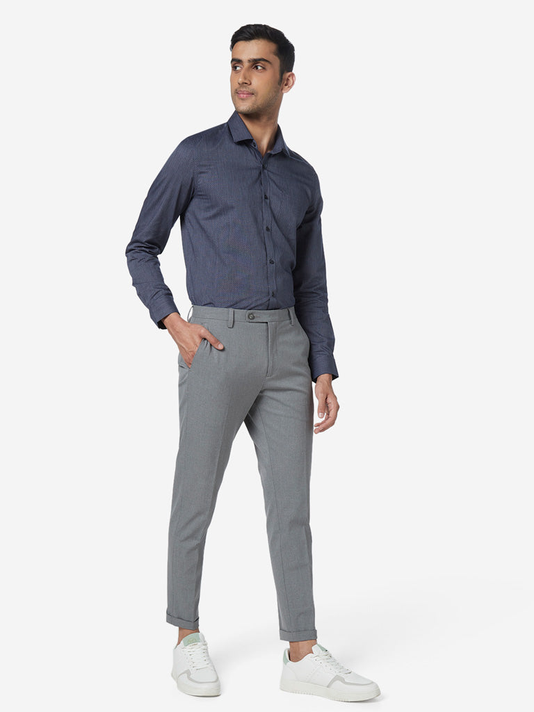 WES Formals Navy Slim Tapered Fit Trousers – Cherrypick