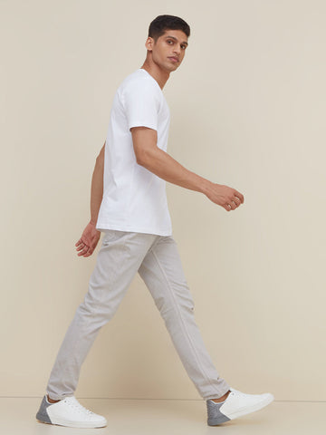 WES Casuals White Cotton Slim Fit T-Shirt