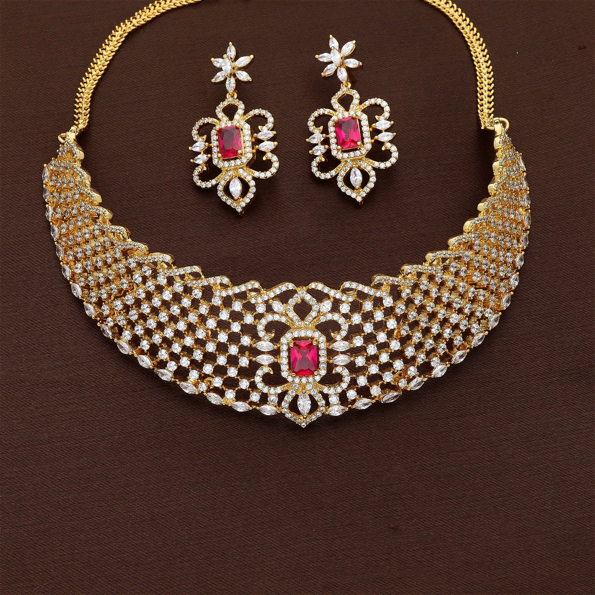 Zirconia Gold Choker Set