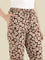 Brown Cotton Knit Printed Lounge Pants