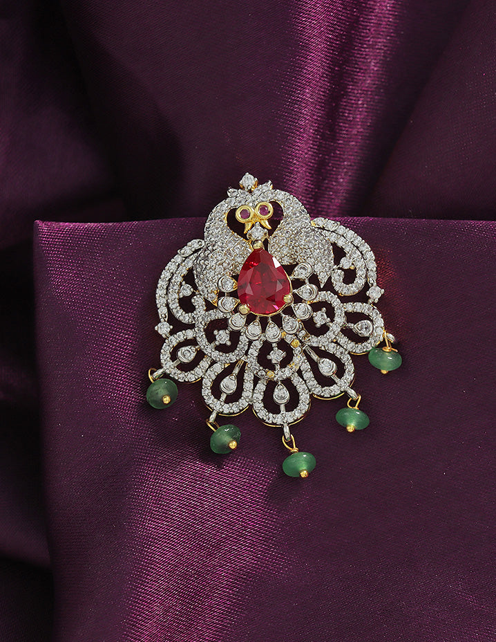 Designer Zirconia CZ Choti Piece With Ruby Stone