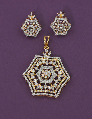 Designer Zirconia GJ Polish Pendant Set