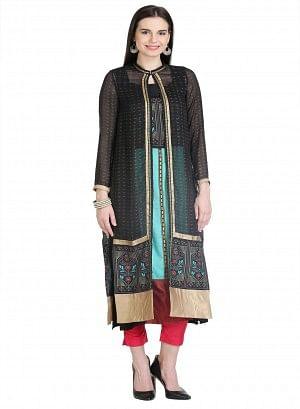 Black Full Sleeve Printed kurta