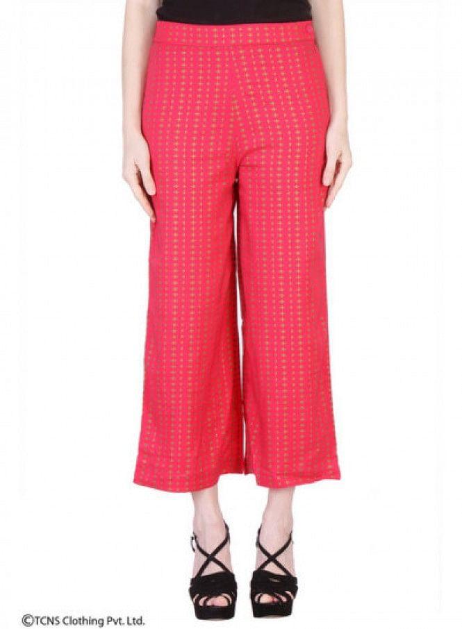 Pink Printed Ankle-Length Pants