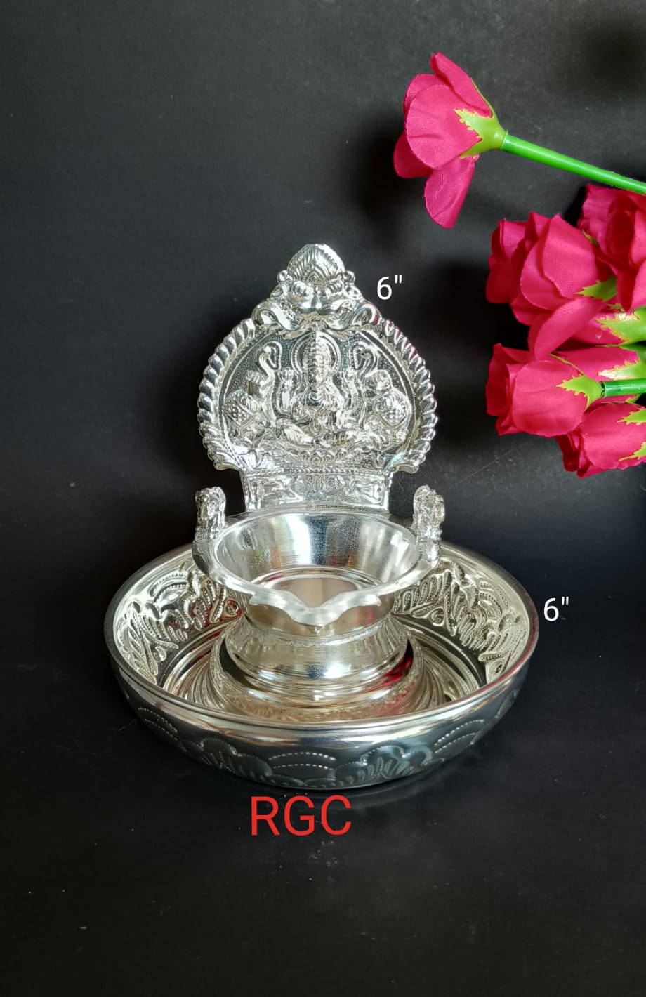 RGC German Silver Kamakshi Diya Set