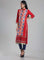 Red Mandarin Neck Printed kurta