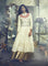 White Printed Mandarin Mughal Gown