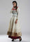 White Printed Mandarin Mughal Gown