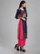 Navy & Pink Round Neck Printed kurta