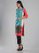 Pink & Blue Round Neck Printed kurta