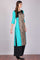 Blue & Grey Printed Round Neck kurta