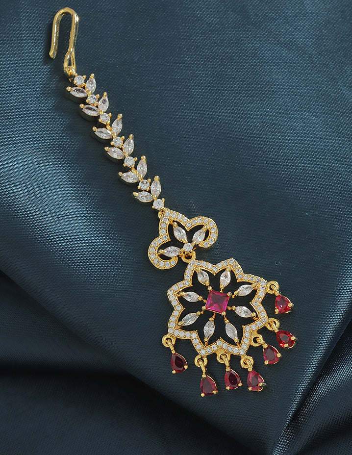 Designer Zirconia Star Shaped Maang Tikka