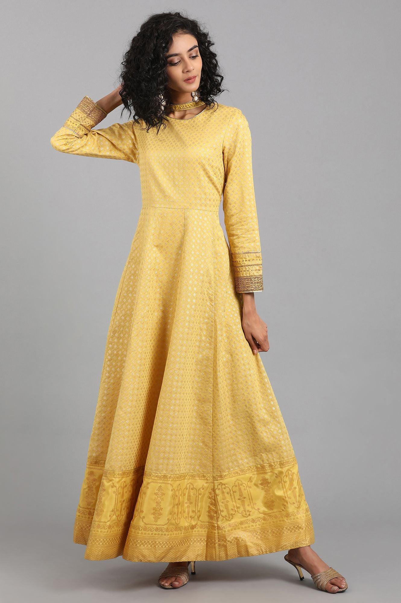 Yellow Mandarin Collar Yarn-dyed kurta