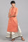 Orange Mandarin Neck Solid Khadi kurta