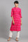 Pink Mandarin Neck Printed kurta