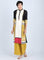 Off White & Yellow Mandarin Neck Straight kurta