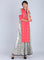 Red Mandarin Neck Printed kurta