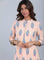 Peach Mandarin Neck Printed kurta