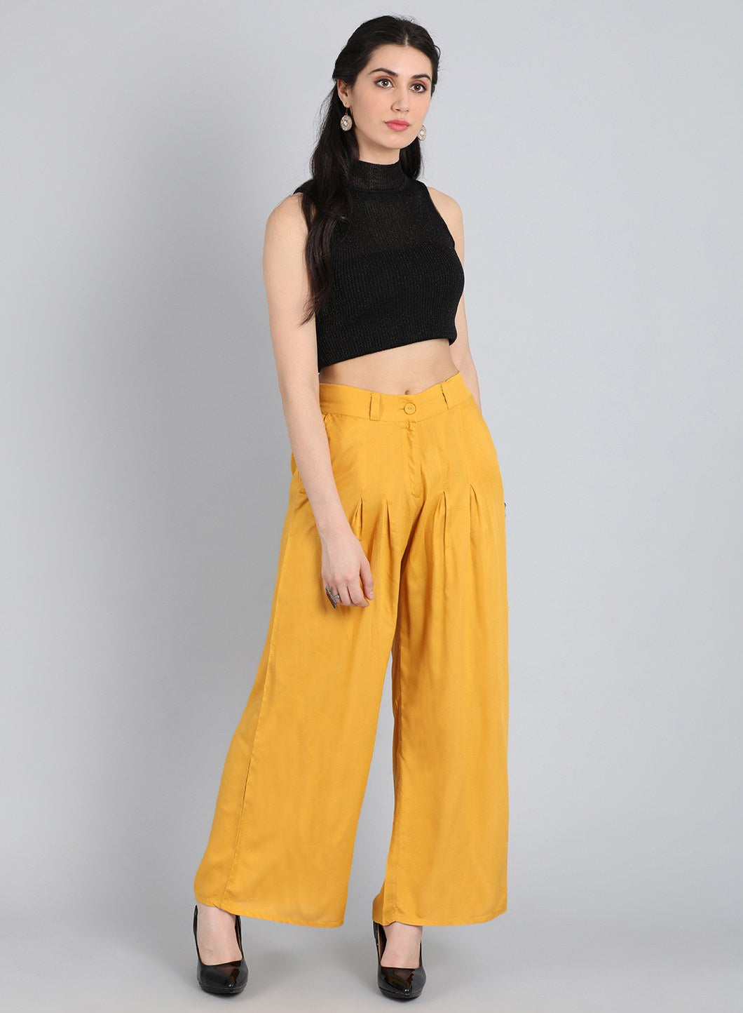 Yellow Tailored Volume Pants