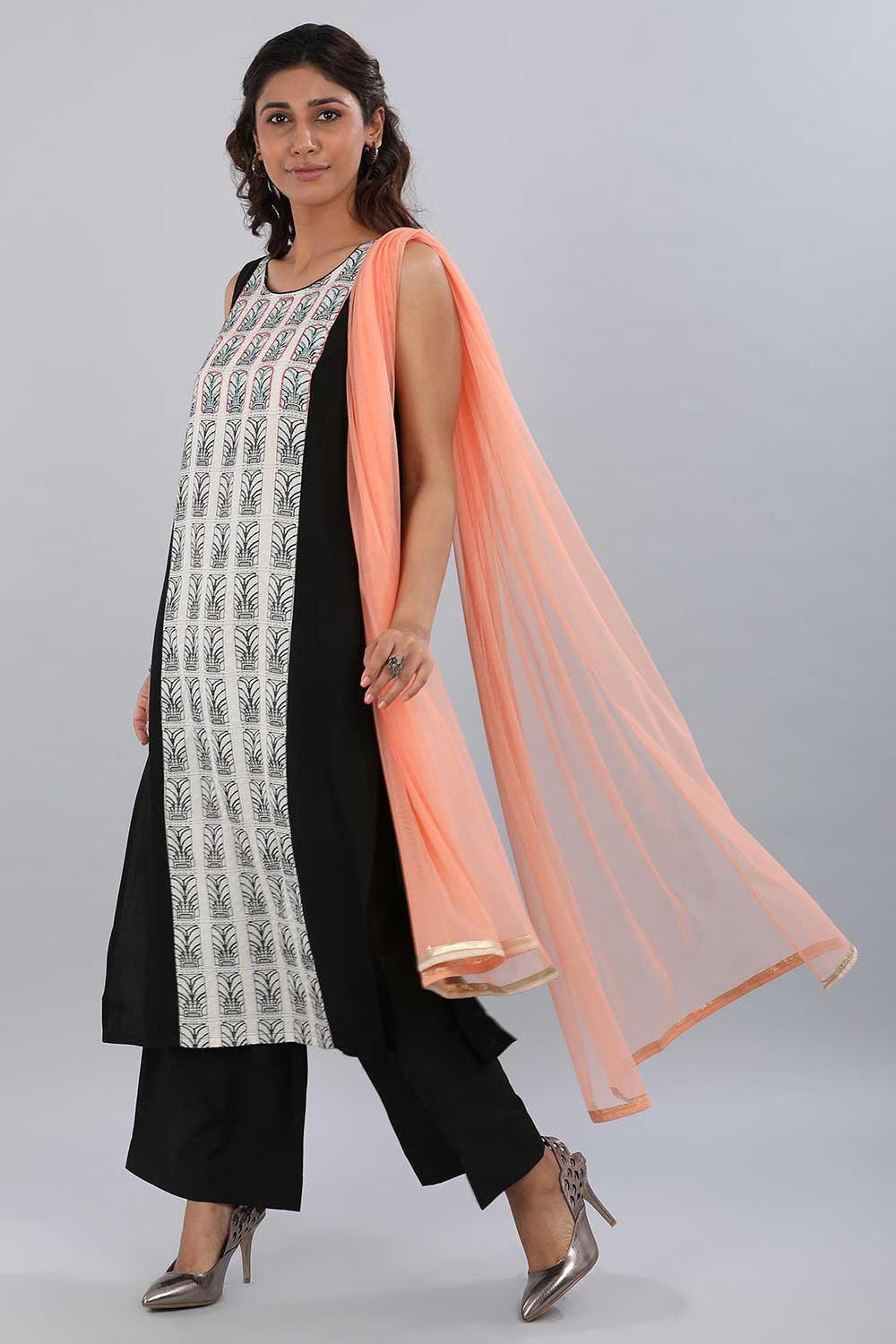 Black & White Printed kurta Set