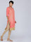 Coral Mandarin Neck Embellished kurta