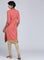 Coral Mandarin Neck Embellished kurta