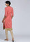 Coral Mandarin Neck Embellished kurta