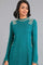 Blue Round Neck Solid Winter Kurta