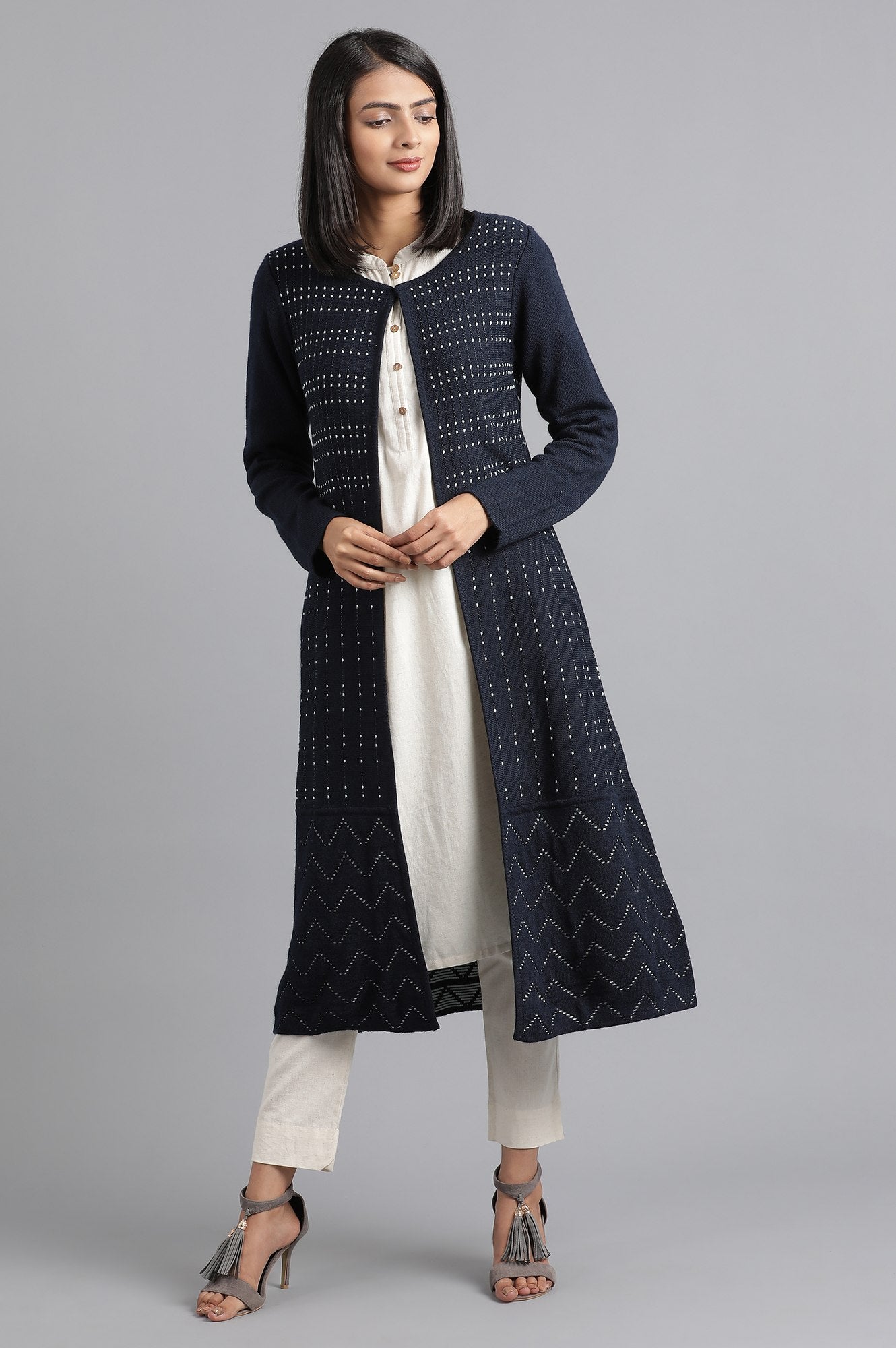 Blue Flared Cardigan