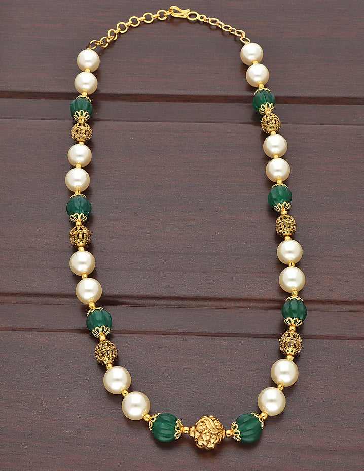 Designer Pearl and Pumpkin Beads Mala