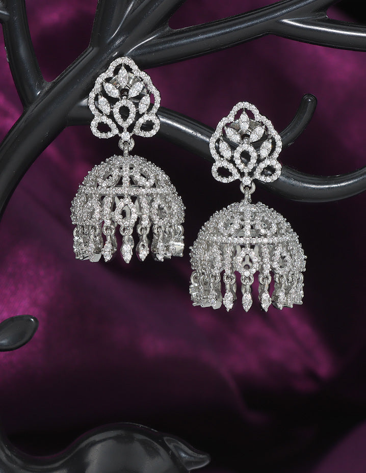 Designer Zirconia Jhumka Earrings