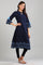 Blue Band Collar Yarn-dyed kurta