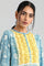 Blue Band Collar Printed kurta