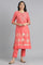 Peach Round Neck Chanderi kurta