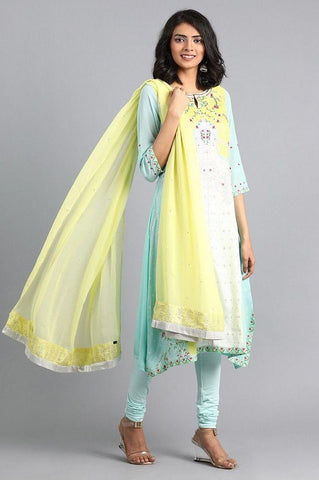 Green Round Neck Printed kurta