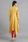 Yellow Round Neck Asymmetrical Hem kurta